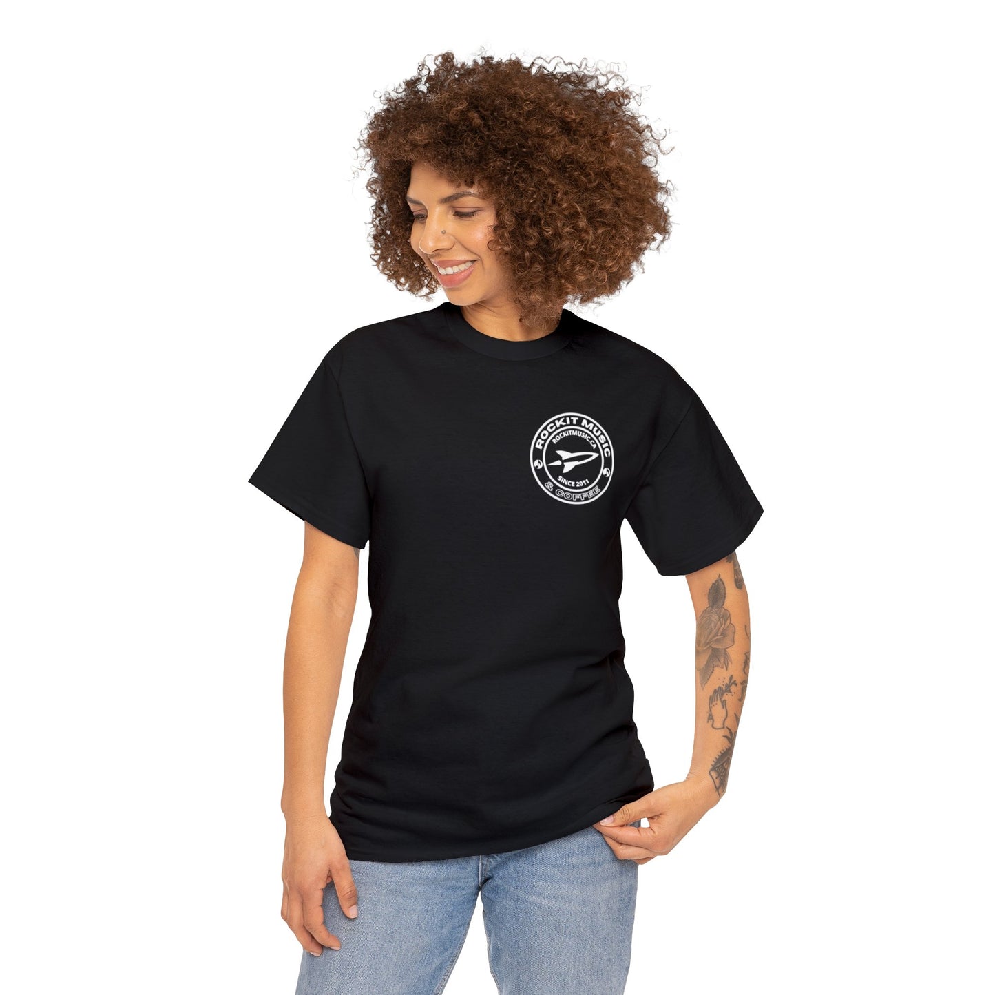 Rockit Music T-Shirt Round Logo Front & Back