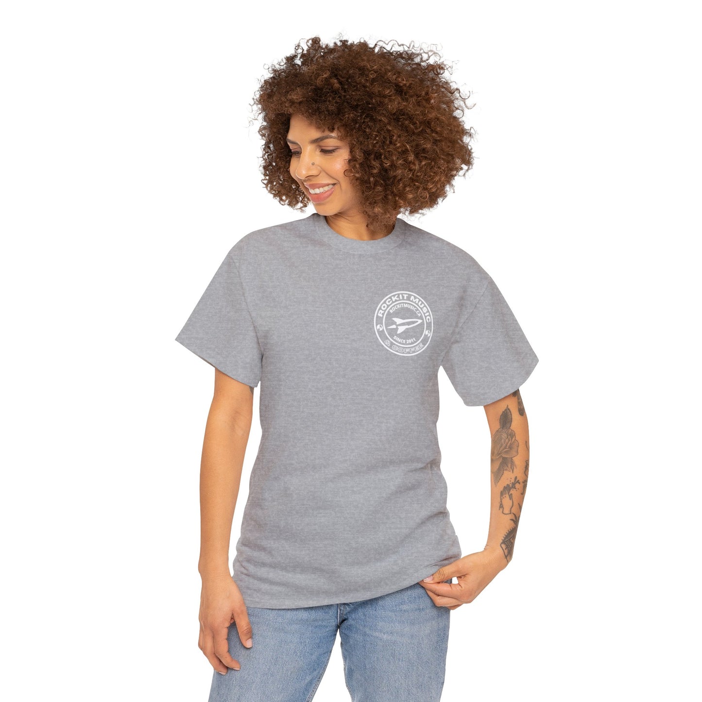 Rockit Music T-Shirt Round Logo Front & Back