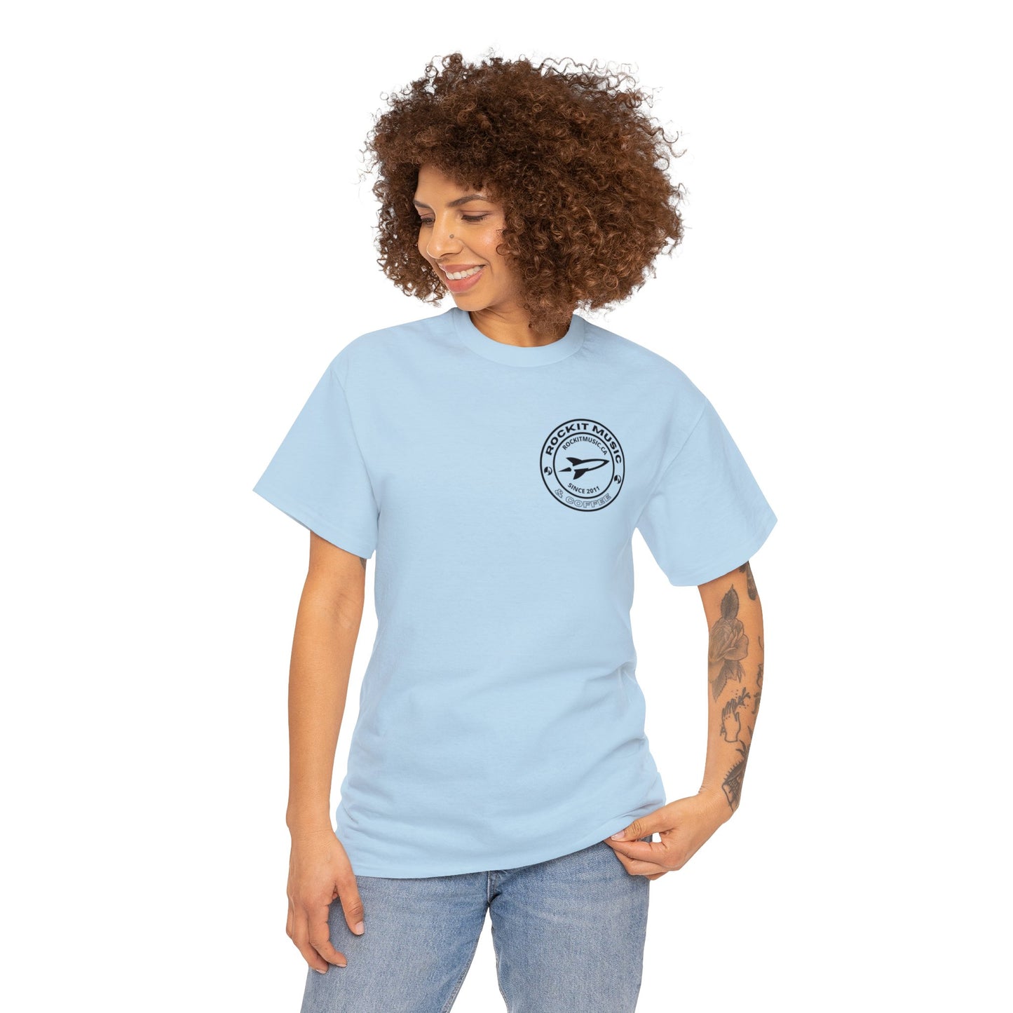 Rockit Music T-Shirt Round Logo Front & Back
