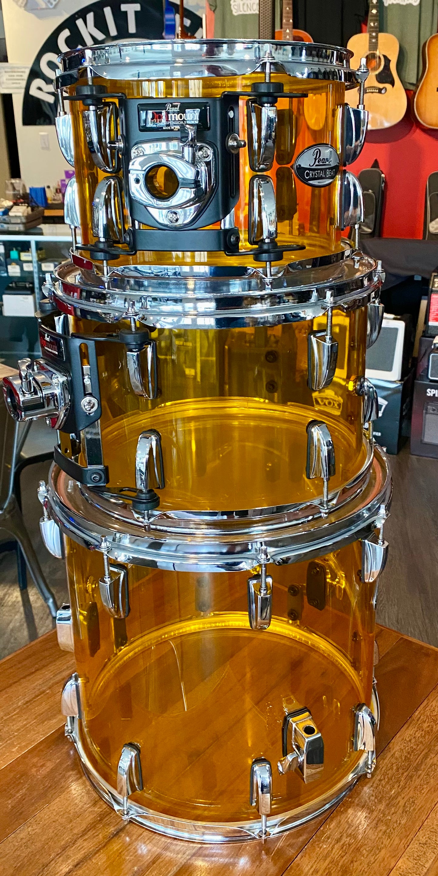 Pearl Crystal Beat Shell Pack & Snare Drum STH1465AL with Tom Stand Used