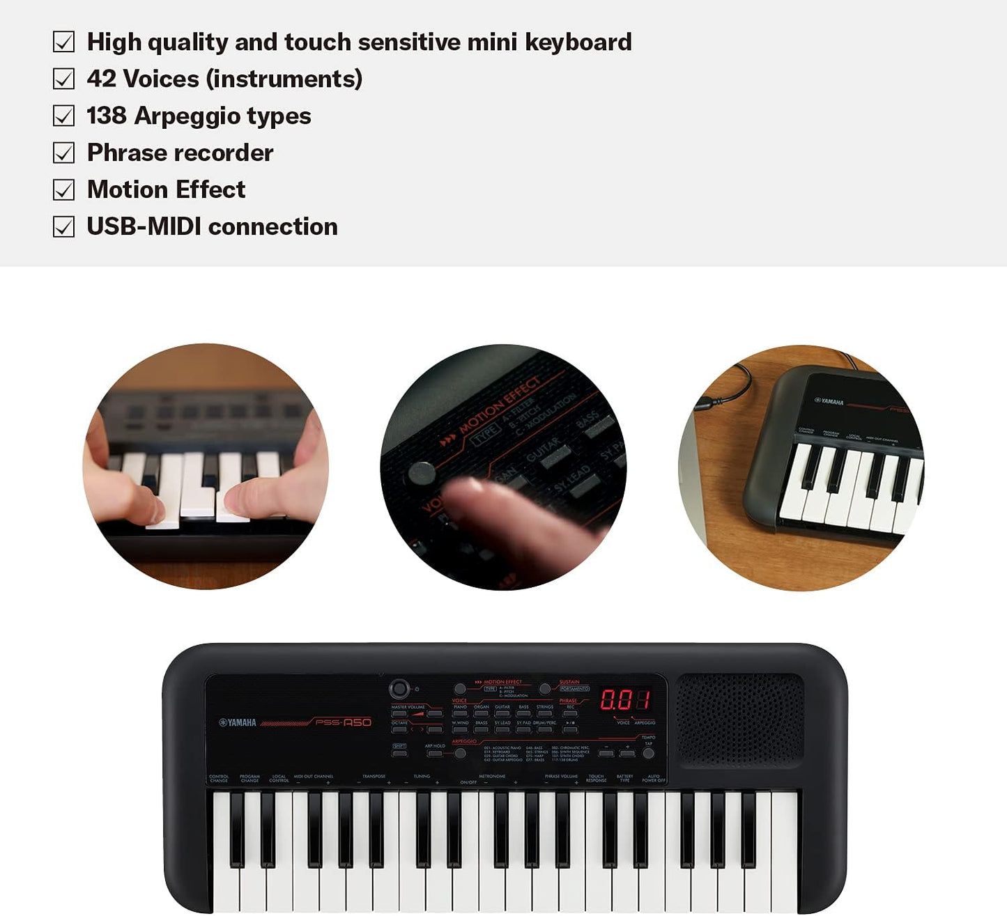 Yamaha PSS-A50 37 Key Mini Keyboard with Adapter