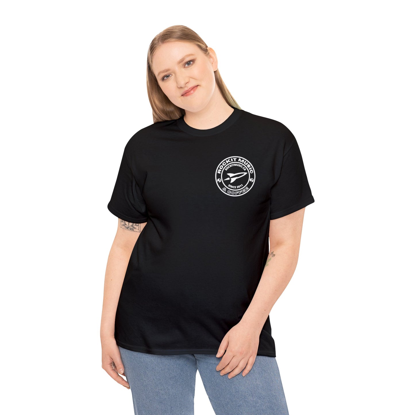 Rockit Music T-Shirt Round Logo Front & Back