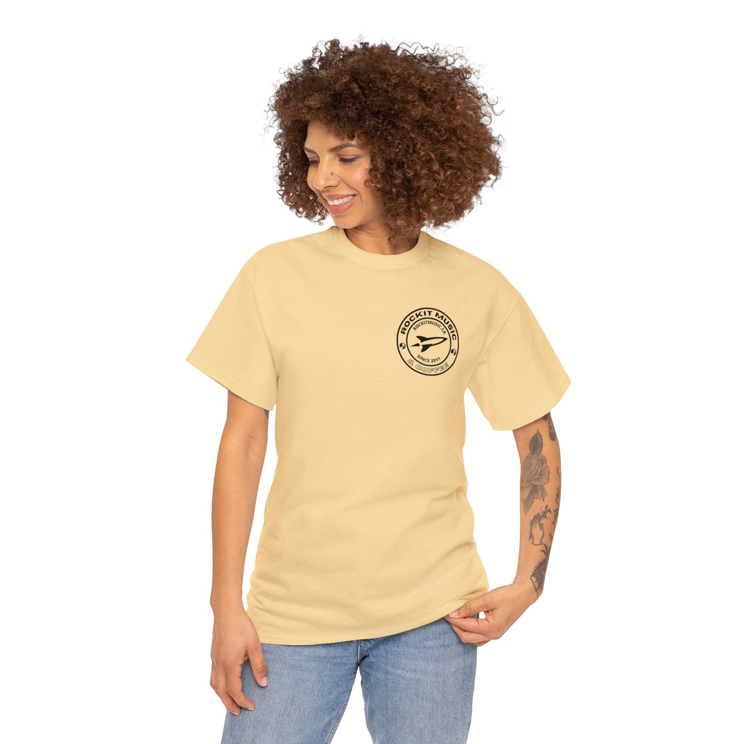 Rockit Music T-Shirt Round Logo Front & Back