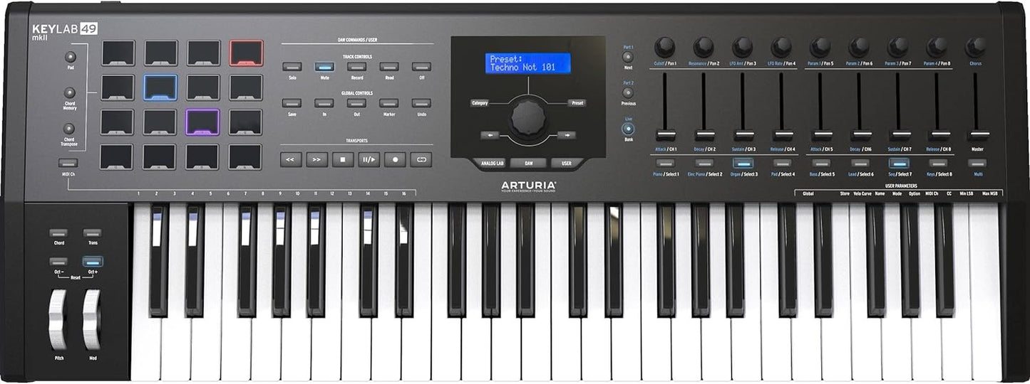 Arturia KeyLab Mk2 49 Keyboard Controller - Black KEYLABMKII49BK