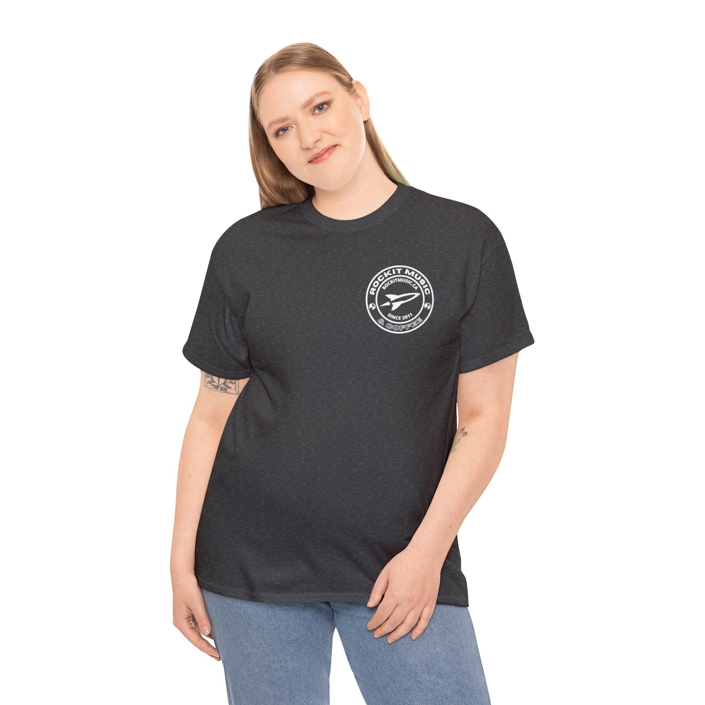 Rockit Music T-Shirt Round Logo Front & Back