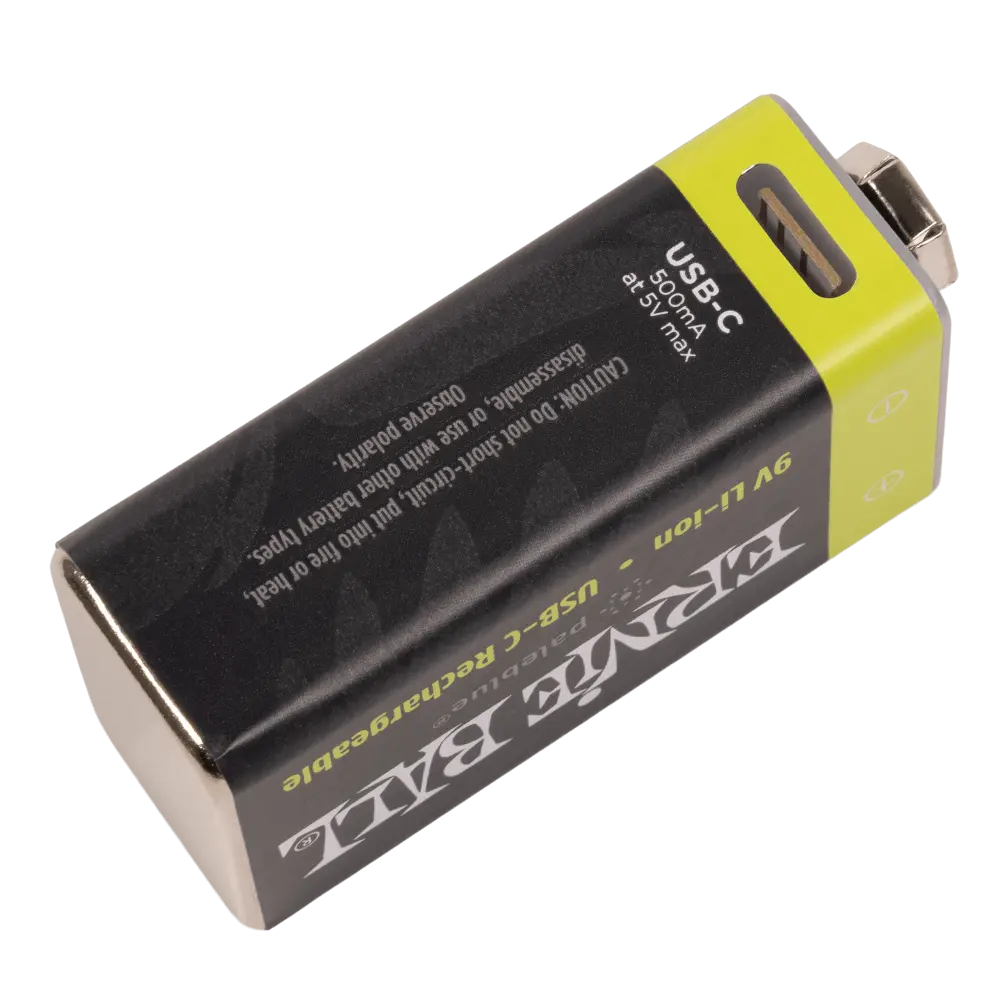Ernie Ball USB-C Rechargeable 9v Battery by Paleblue (2 Pack)