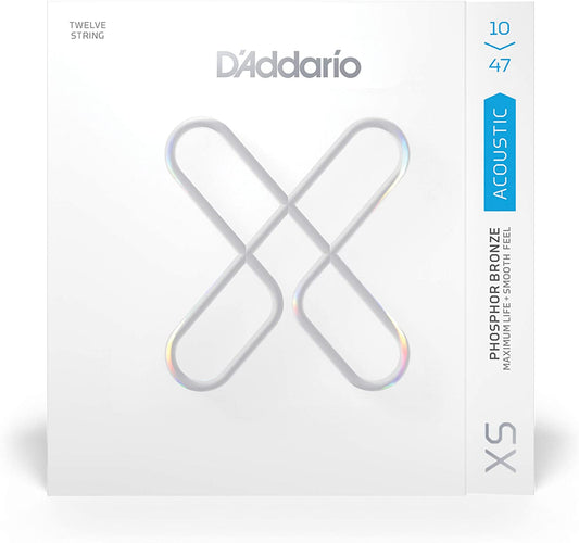 D'Addario XS Coated Acoustic Phosphor Bronze Strings - Light 10-47 (12 String)
