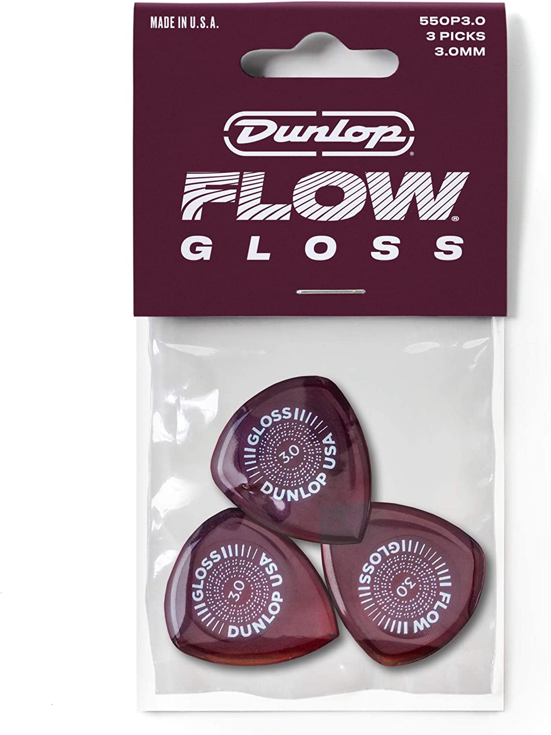 Dunlop Flow Gloss Guitar Pick 3.0mm, 3-Pack