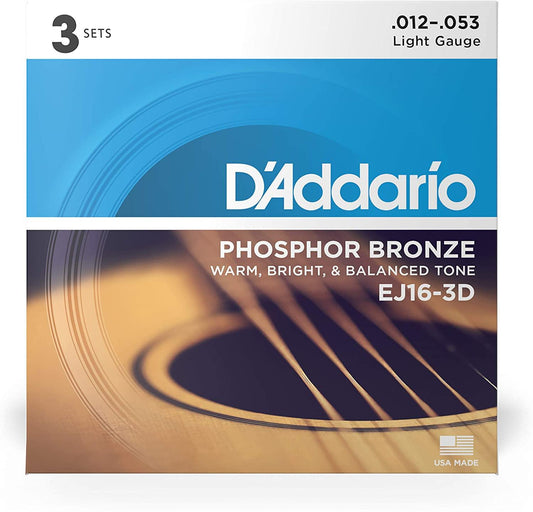 D'Addario 3-Pack Phosphor Bronze Acoustic Guitar Strings - Rockit Music Canada