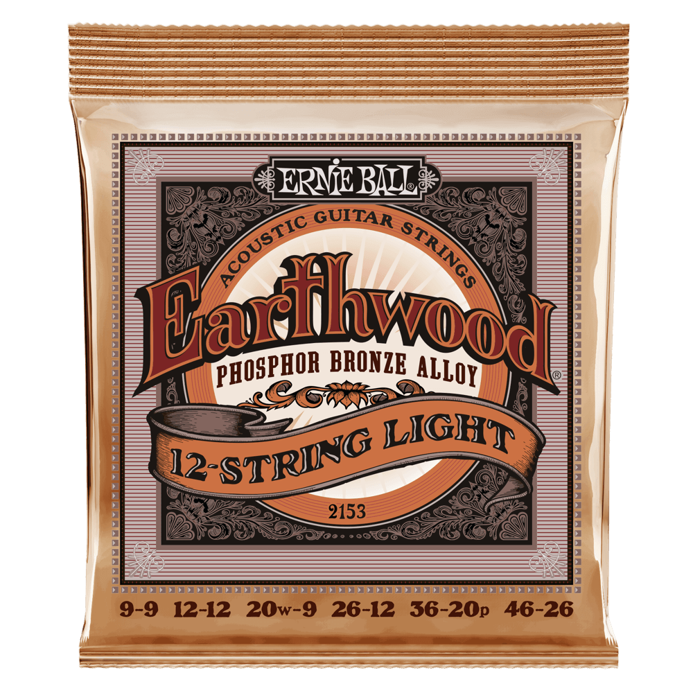 Ernie Ball Earthwood Phosphor Bronze Acoustic Guitar Strings 12 String Light 2153EB