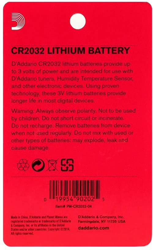 Planet Waves CR2032 BATTERY 4-PACK PW-CR2032-04