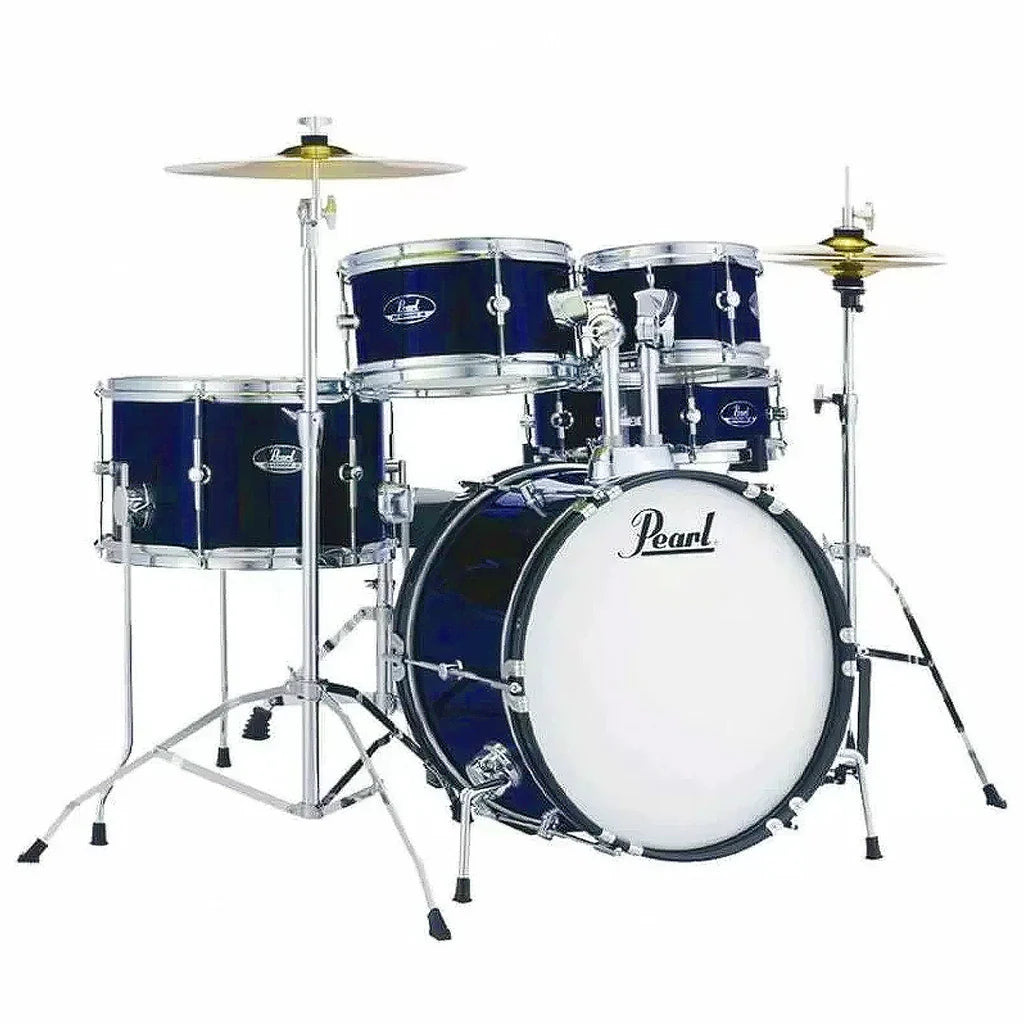 Pearl Roadshow Junior 5-Piece Drumset w/ 16" Bass Drum, Hardware & Cymbals, Royal Blue Metallic