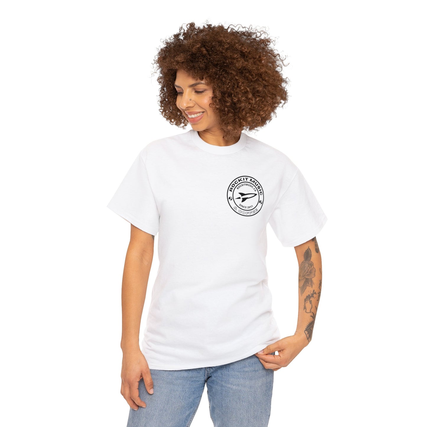 Rockit Music T-Shirt Round Logo Front & Back