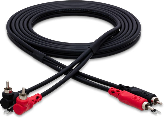 Hosa Dual RCA to Dual Right Angle w/Ground Wire 2m CRA-202DJ