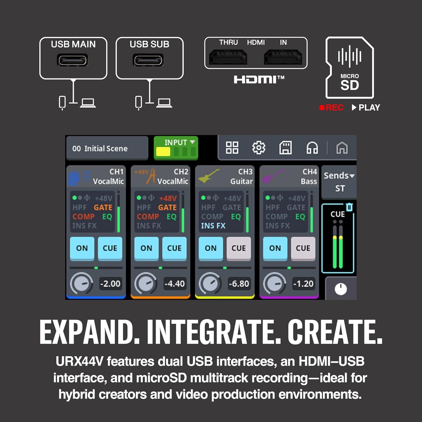 Yamaha URX44V B 32 Bit USB Audio Interface