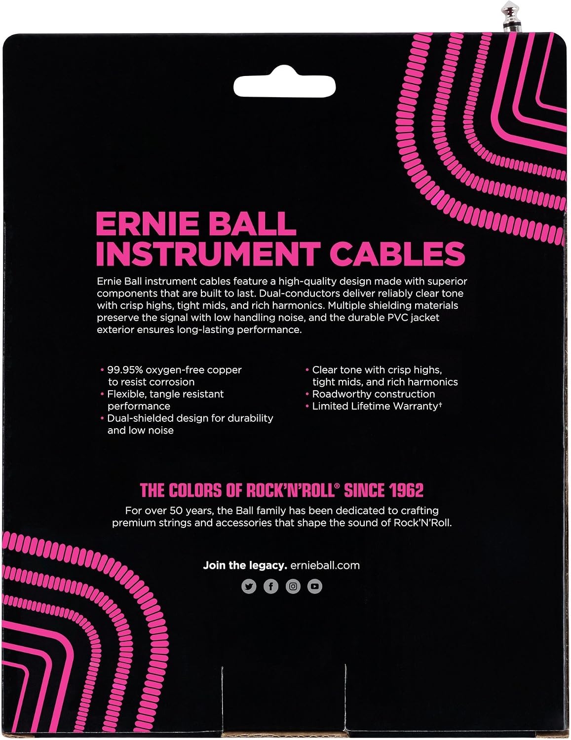 Ernie Ball 30' Coiled Straight/Angle Instrument Cable - White 6045EB