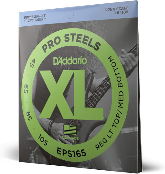 D'Addario ProSteels Regular Light Top/Medium Bottom Long Scale Bass Strings EPS165