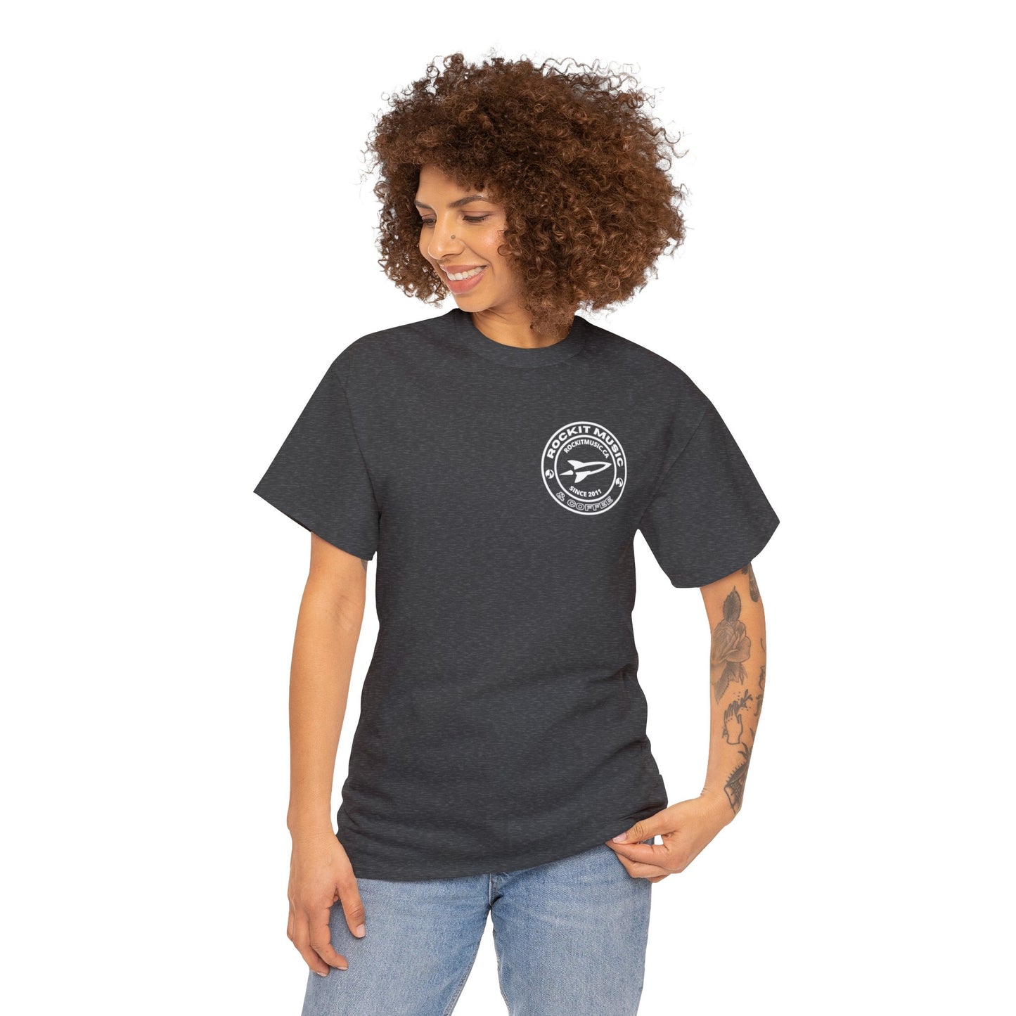 Rockit Music T-Shirt Round Logo Front & Back