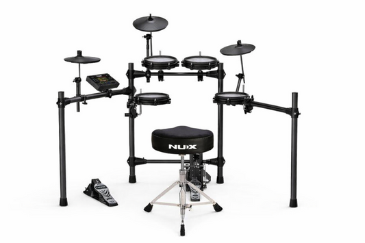 NUX Nu-X All Mesh Head Digital Drum Kit DM-210K with All Mesh Head Digital Drum Kit with Motorcycle Style Drum Throne