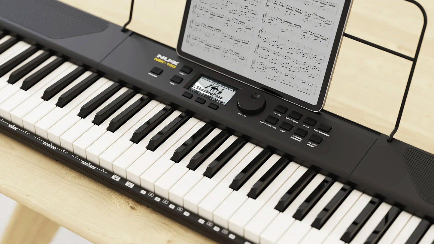 NUX NEK-100 61-Key Portable Keyboard with Touch Response, Rechargeable Battery & Bluetooth