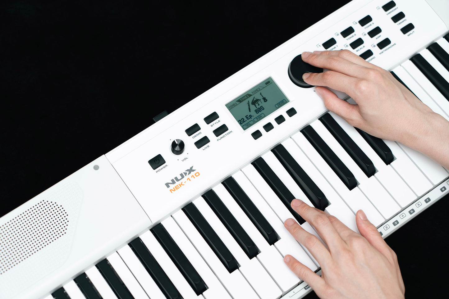 NUX NEK-110 61-Key Portable Keyboard with 700 Tones, White