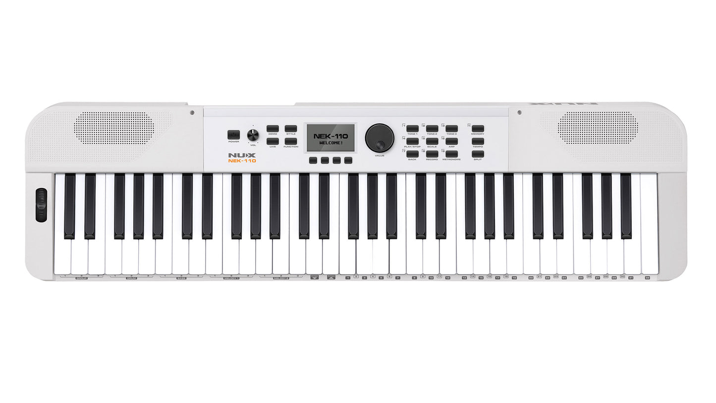 NUX NEK-110 61-Key Portable Keyboard with 700 Tones, White