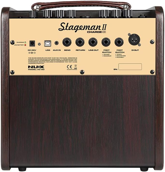 NUX STAGEMAN-II AC-80 80W Battery Powered 1 x 6.5" Acoustic Guitar Amplifier With Looper & Bluetooth