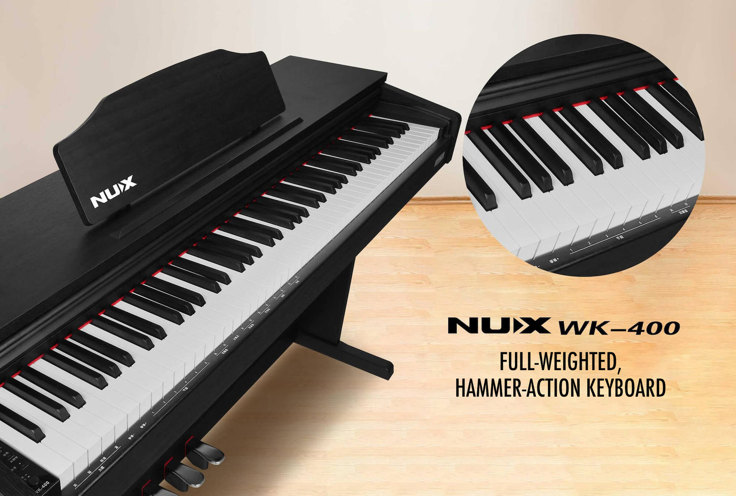 NUX WK-400 88-Key Digital Piano With Dynamic Curves, Black