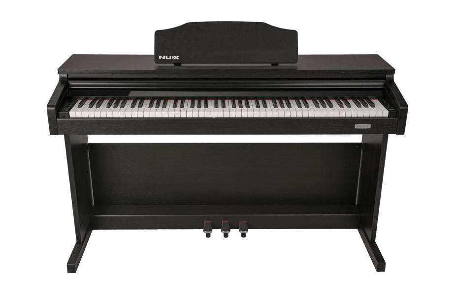 NUX WK-520 Upright 88-Key Digital Piano With 4 Dynamic Curves, Dark Wood Finish