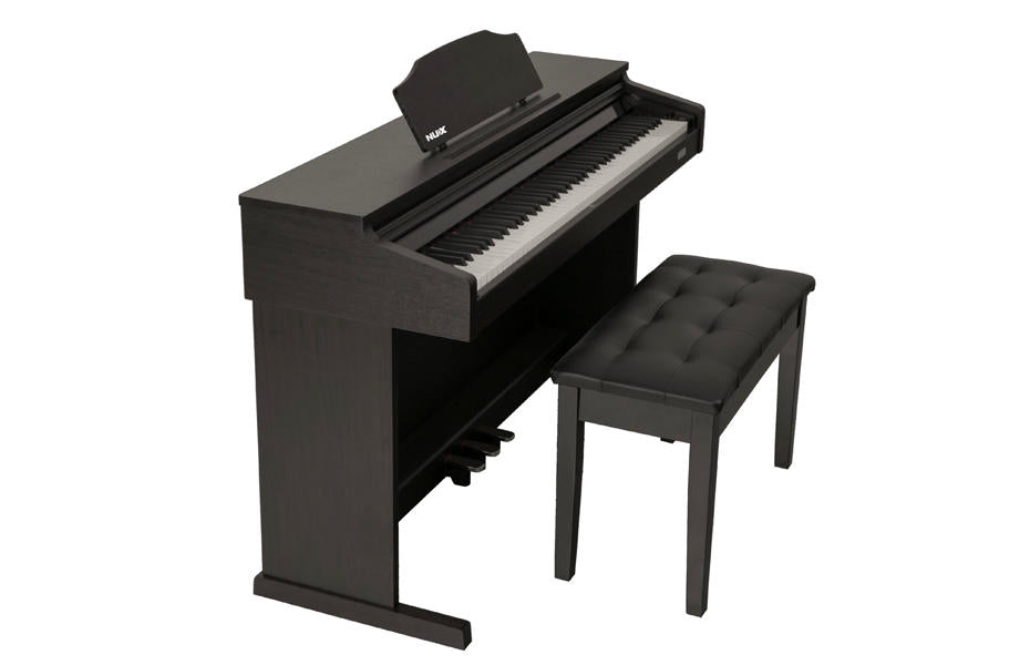 NUX WK-520 Upright 88-Key Digital Piano With 4 Dynamic Curves, Dark Wood Finish