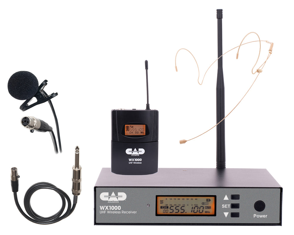 CAD Wireless Bodypack Microphone System with Lavalier, Headset, and Guitar Cable (510 to 570 MHz WX1000BP