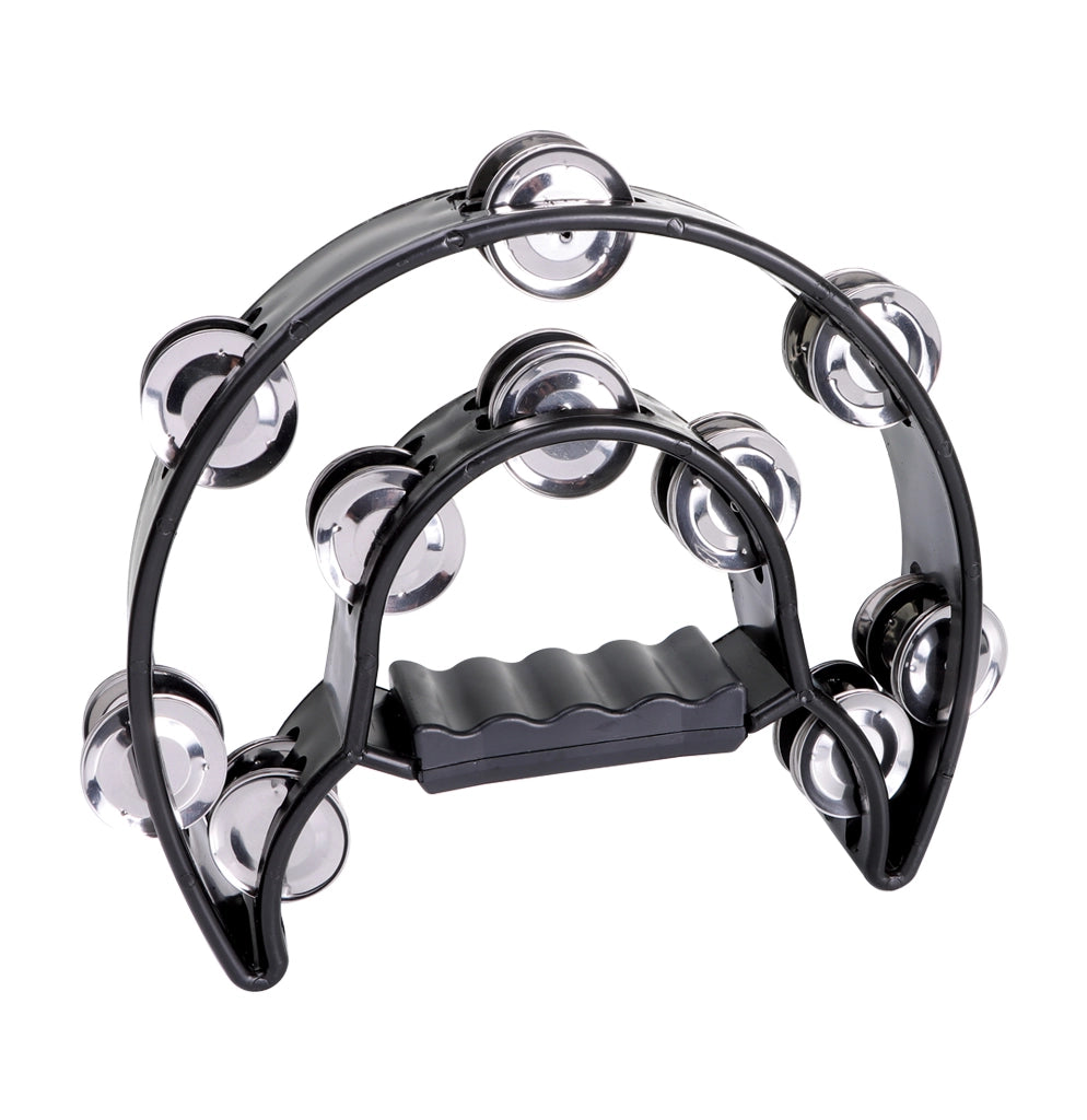 Granite Percussion Half-moon Tambourine with Inside Row – Black GP-TAMB2B
