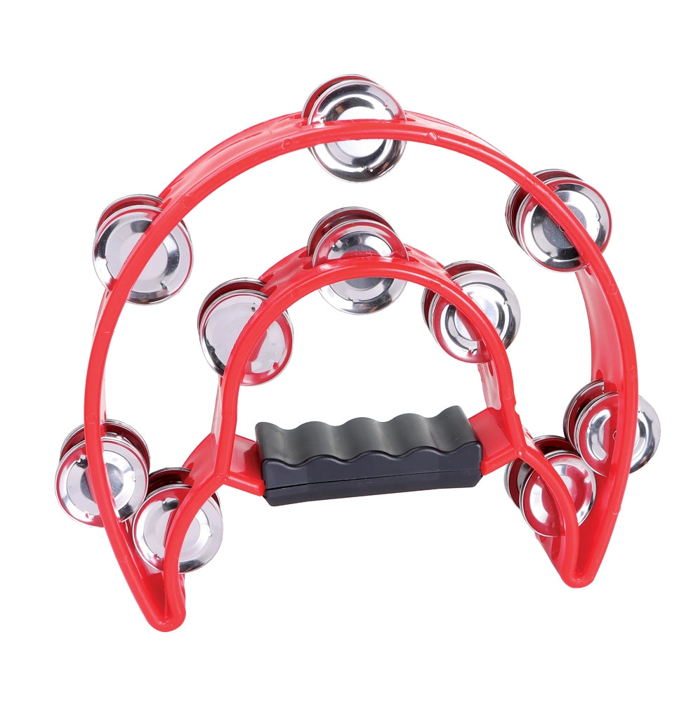 Granite Percussion Half-moon Tambourine with Inside Row – Red GP-TAMB2R