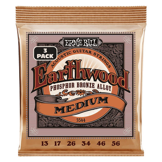 Ernie Ball Earthwood Phosphor Bronze Acoustic Guitar Strings 3 Pack
