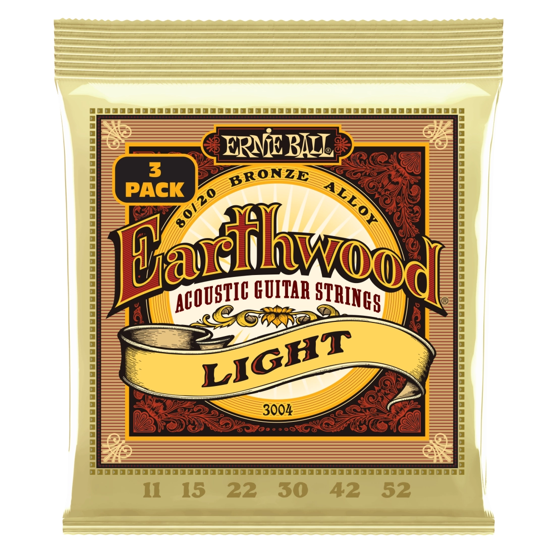 Ernie Ball Earthwood Acoustic Guitar Strings 80/20 Bronze 3 Pack