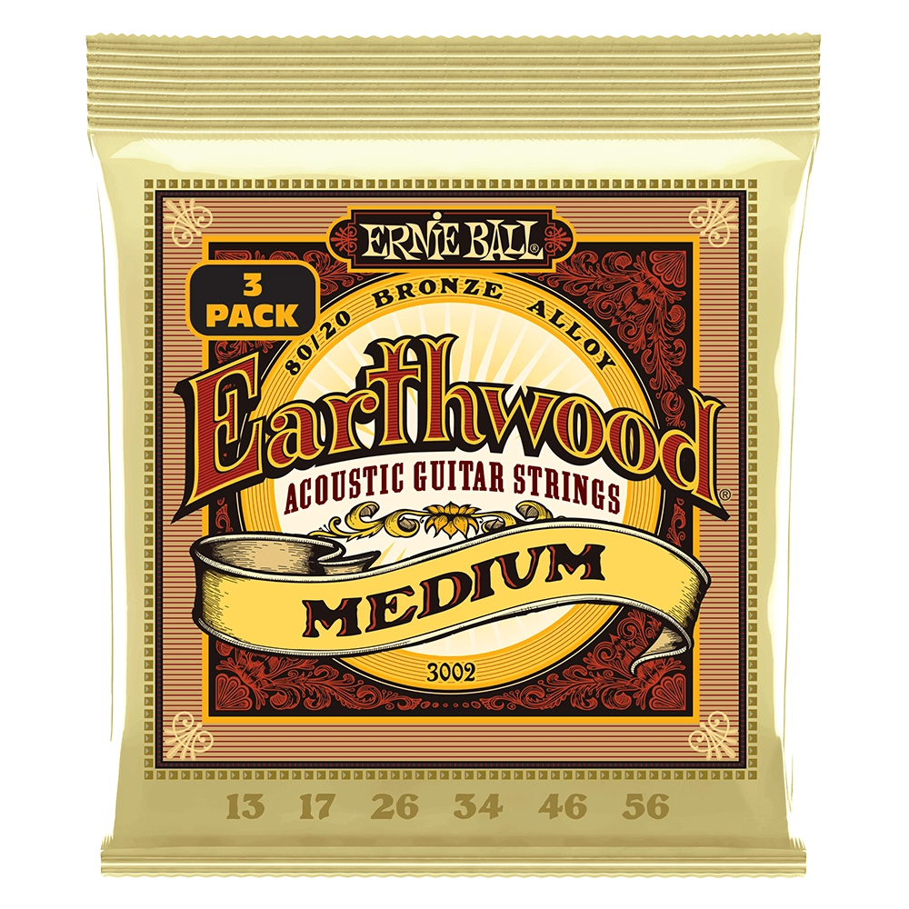 Ernie Ball Earthwood Acoustic Guitar Strings 80/20 Bronze 3 Pack