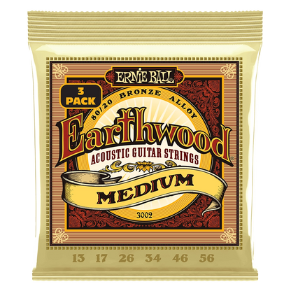 Ernie Ball Earthwood Acoustic Guitar Strings 80/20 Bronze 3 Pack