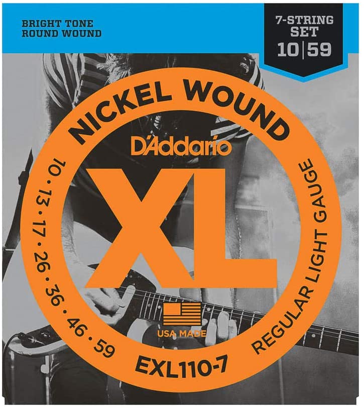 D'Addario EXL110-7 Nickel Wound 7 String Electric Guitar String Set, Regular Light, 10-59