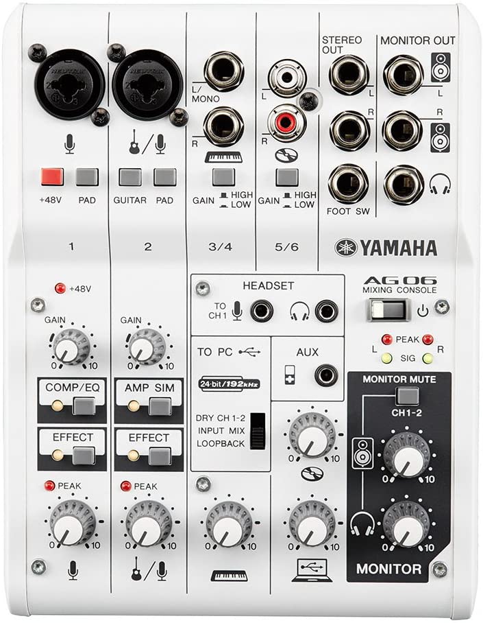 Yamaha AG06 Multi-Purpose 6 Channel USB Mixer and Audio Interface