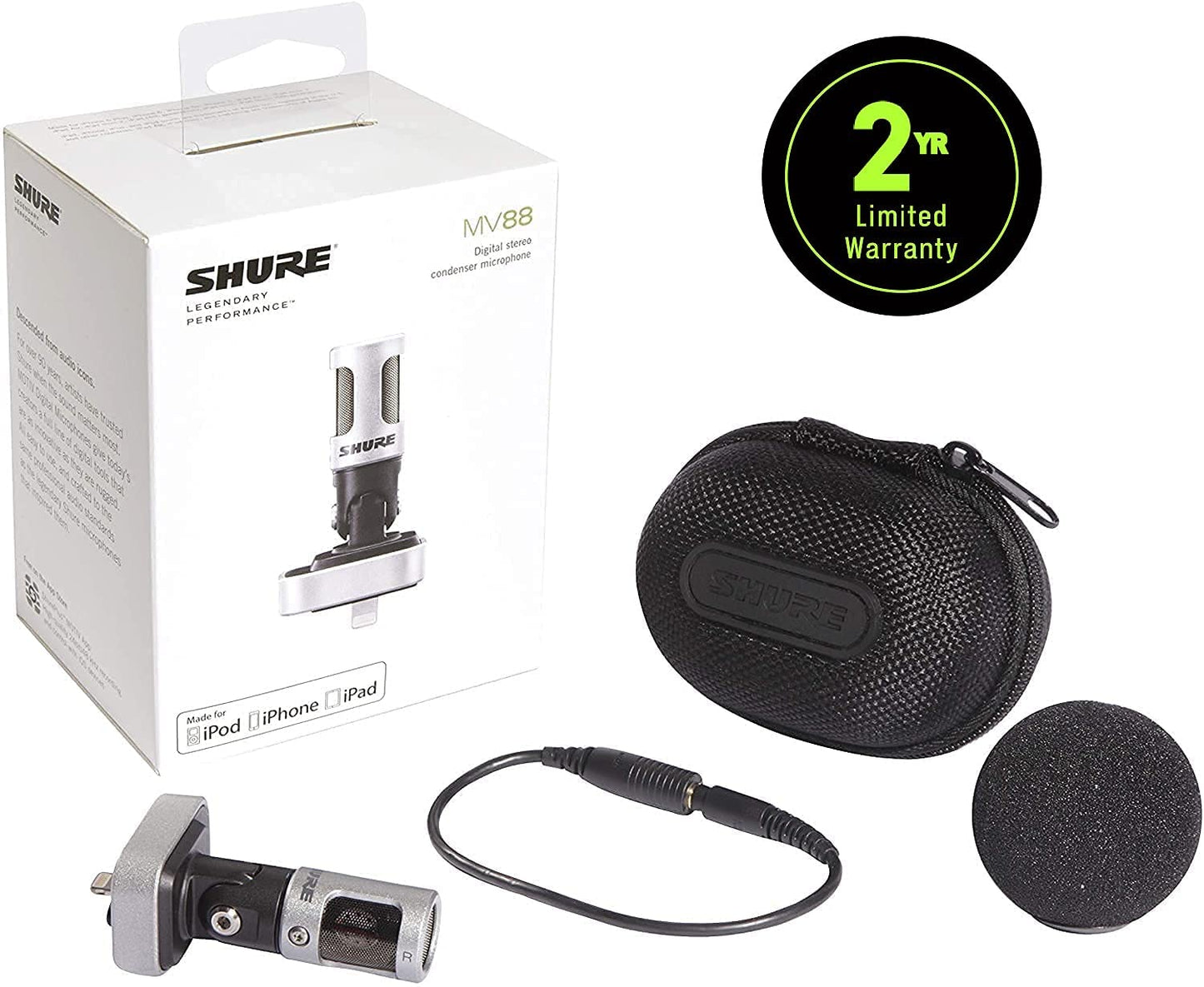 Shure MV88 iOS Stereo Condenser Mic with Lightning Connector - iPad iPhone iPod