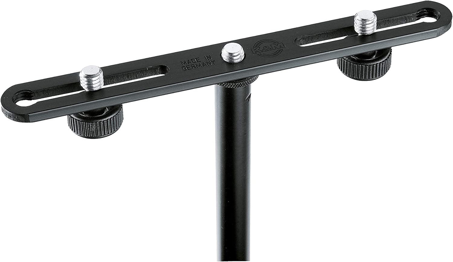 K&M Aluminum microphone bar with 5/8" threaded connector (Includes two knurled screws) 23550-BLACK
