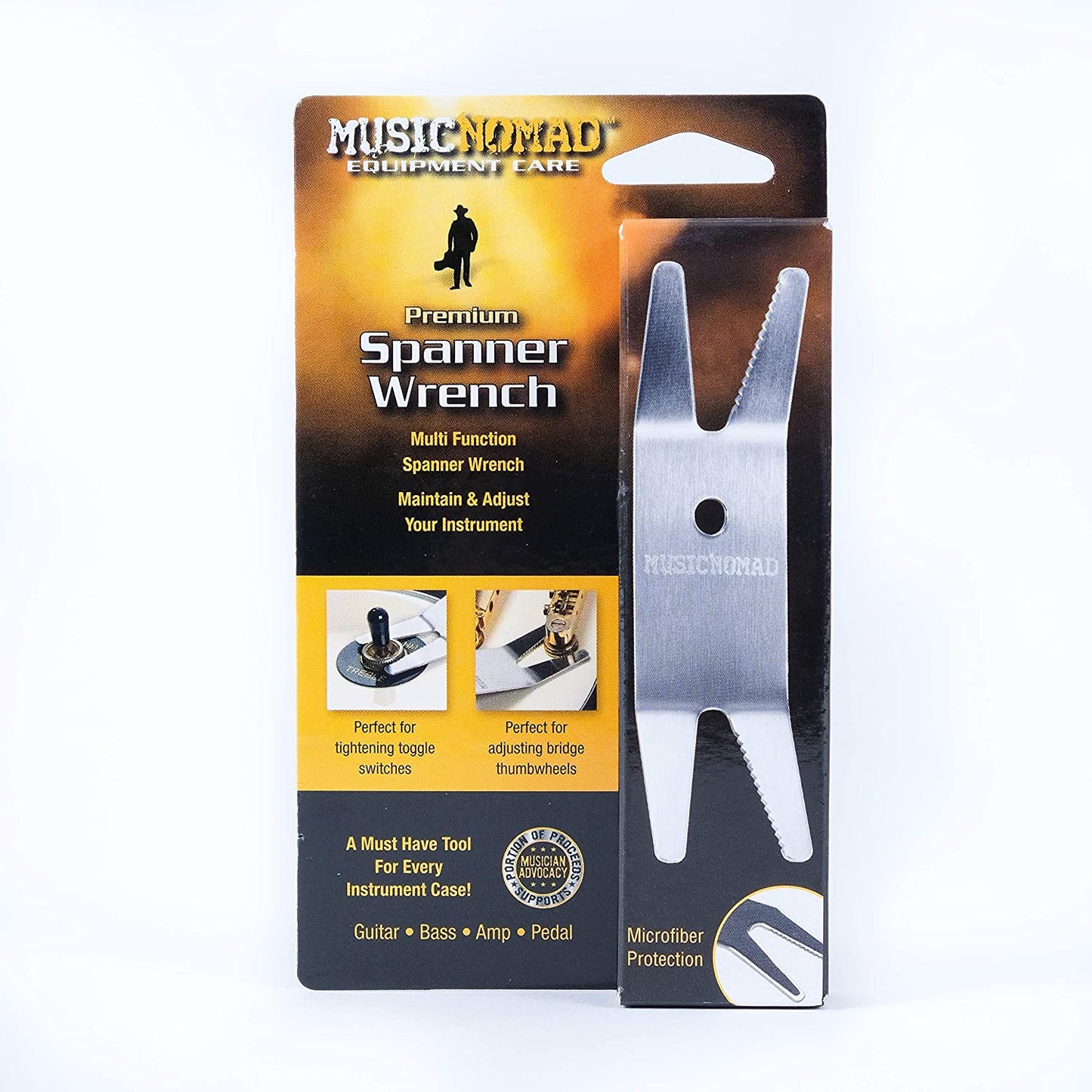 MusicNomad Spanner wrench with microfiber suede backing MN224