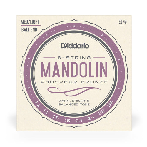 D'Addario Mandolin Phosphor Bronze Strings EJ70 Med/Light