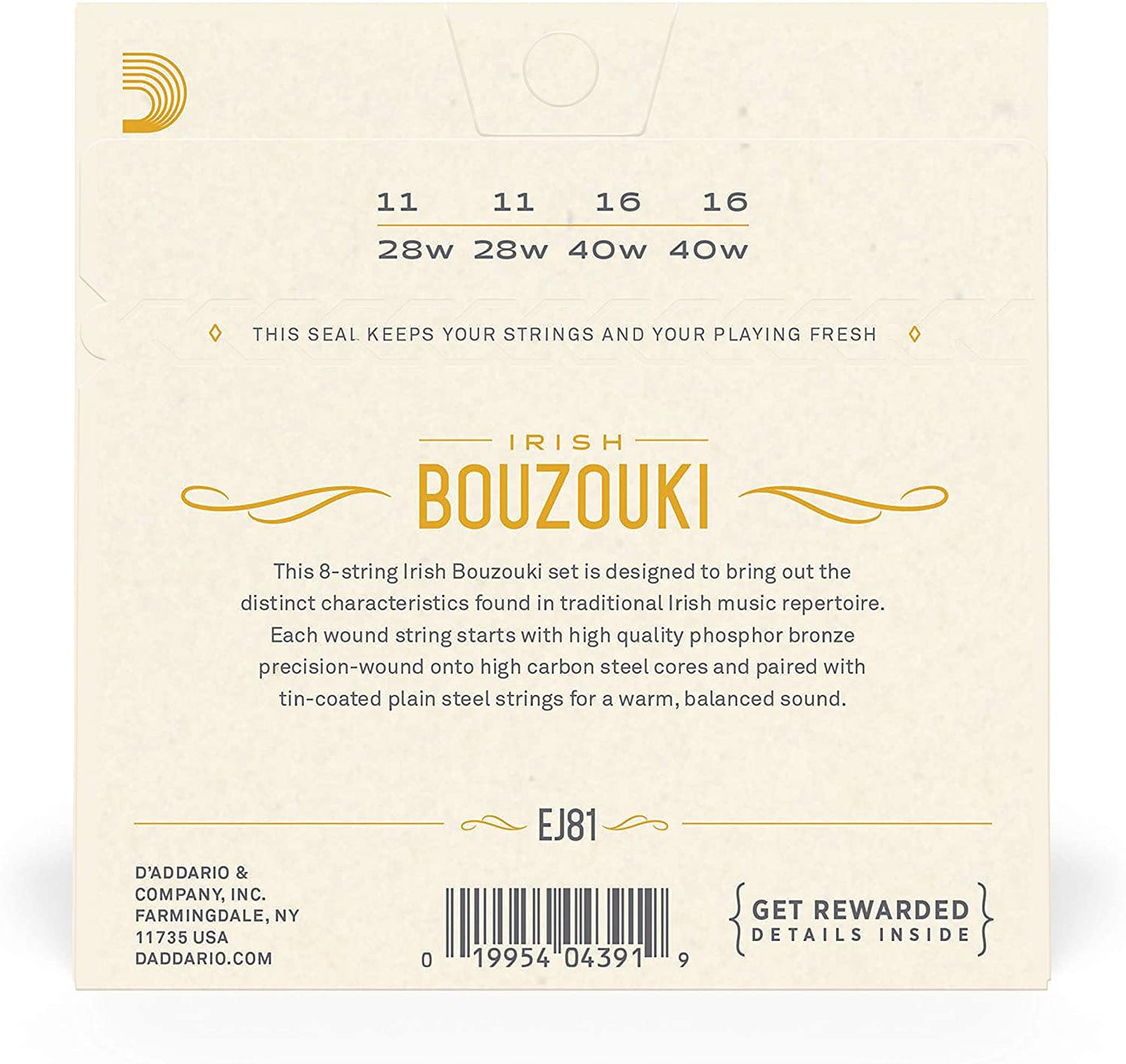 D'Addario Bouzouki Strings Phosphor Bronze EJ81 - Rockit Music Canada