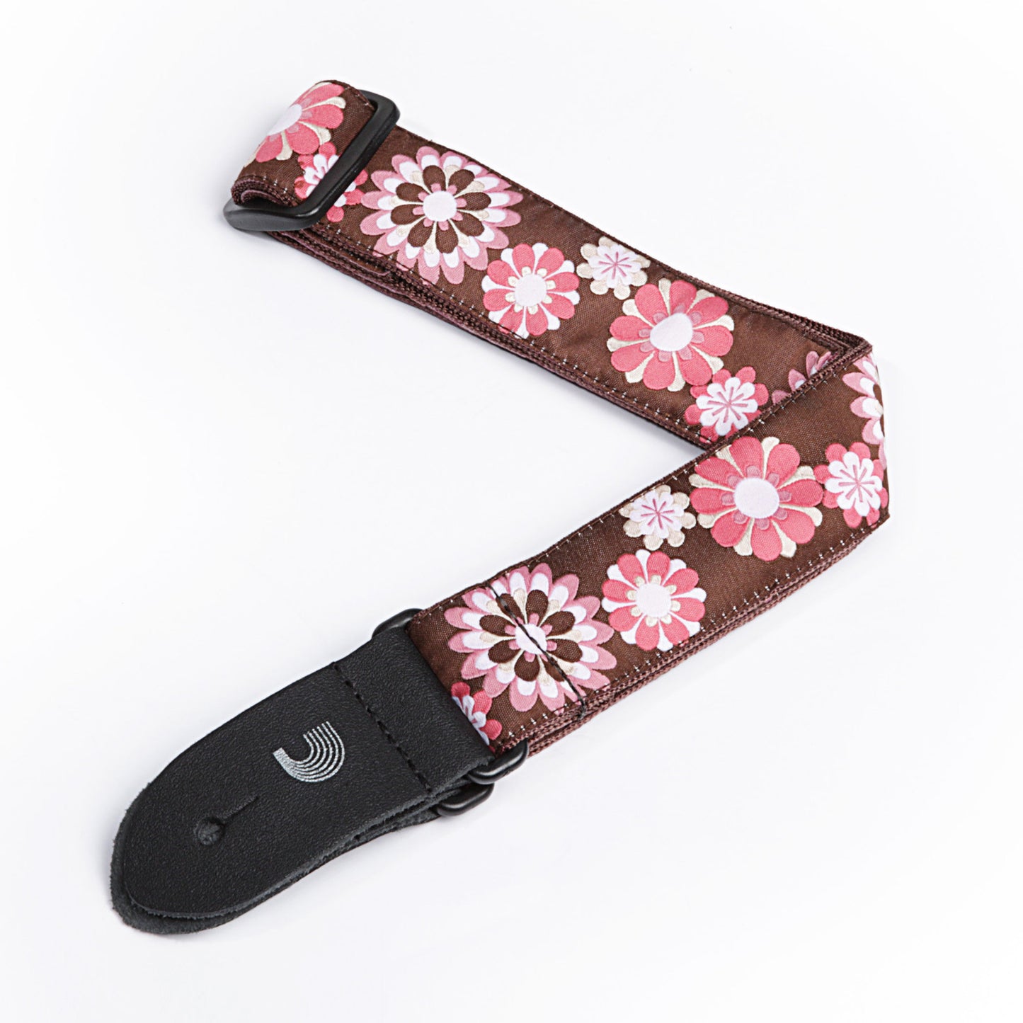 Planet Waves 15UKE02 Nylon Ukulele Strap - Brown and Pink Flowers - 1.5"