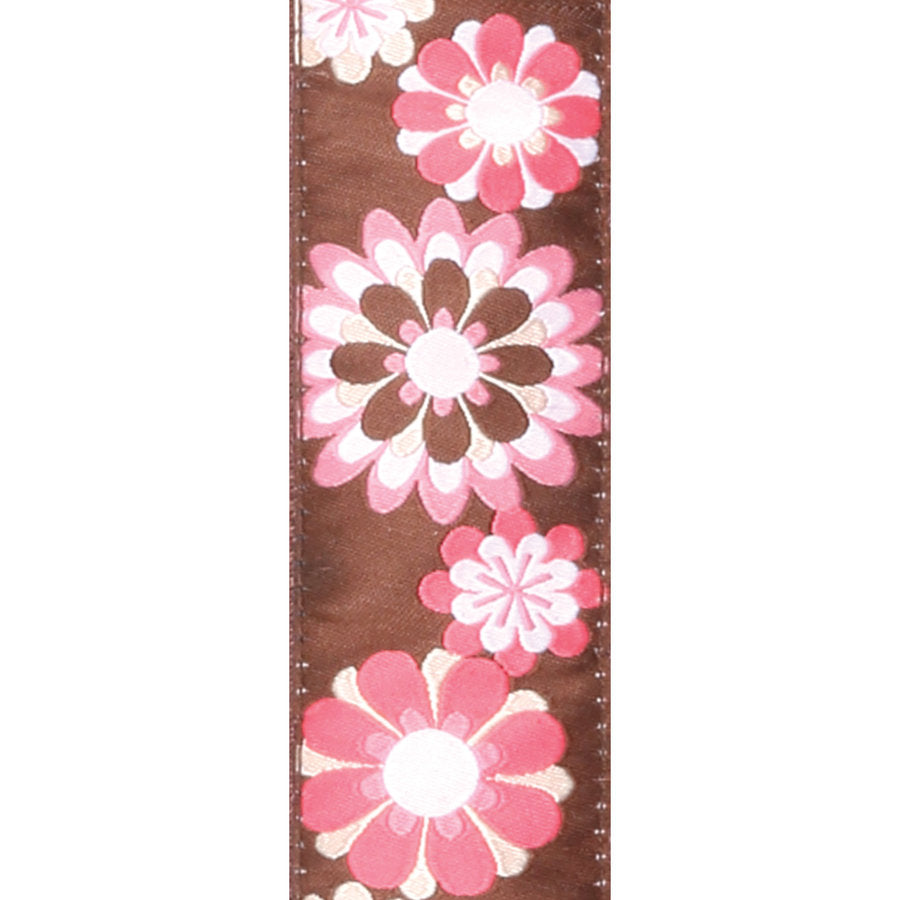 Planet Waves 15UKE02 Nylon Ukulele Strap - Brown and Pink Flowers - 1.5"