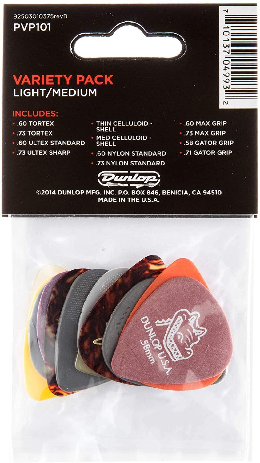 Dunlop Guitar Pick Variery Pack (12-pack) Light-Medium PVP101 - Rockit Music Canada