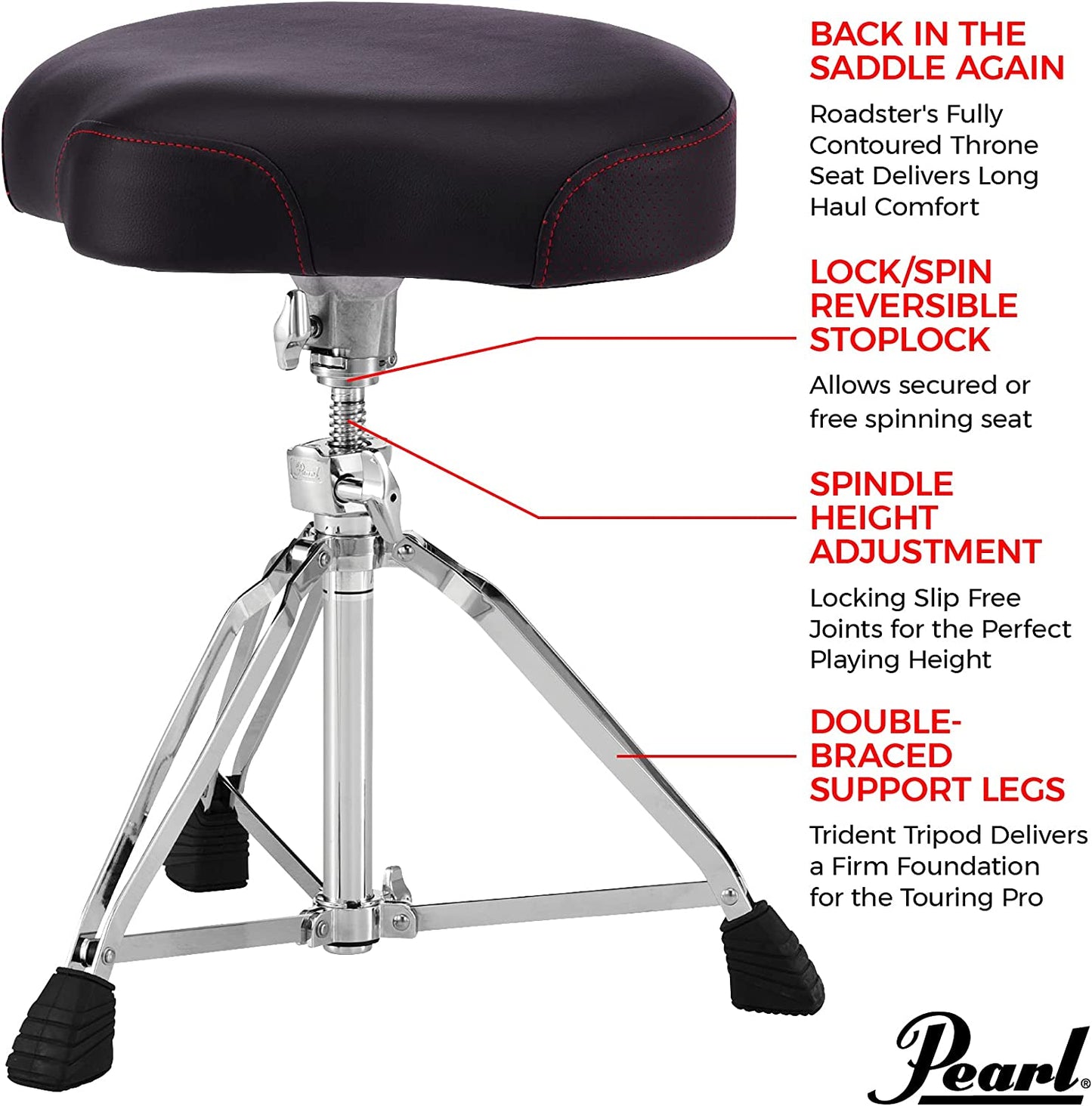 Pearl Roadster Saddle Style Throne With Backrest D-3500BR